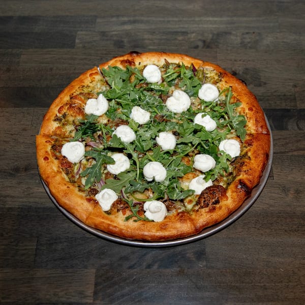 Made from Skratch Pizza Kitchen's pizza with arugula and dollops of fresh mozzarella.